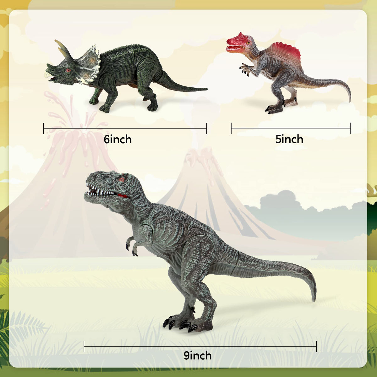 18 Pcs Dinosaur Figures 6" to 9"