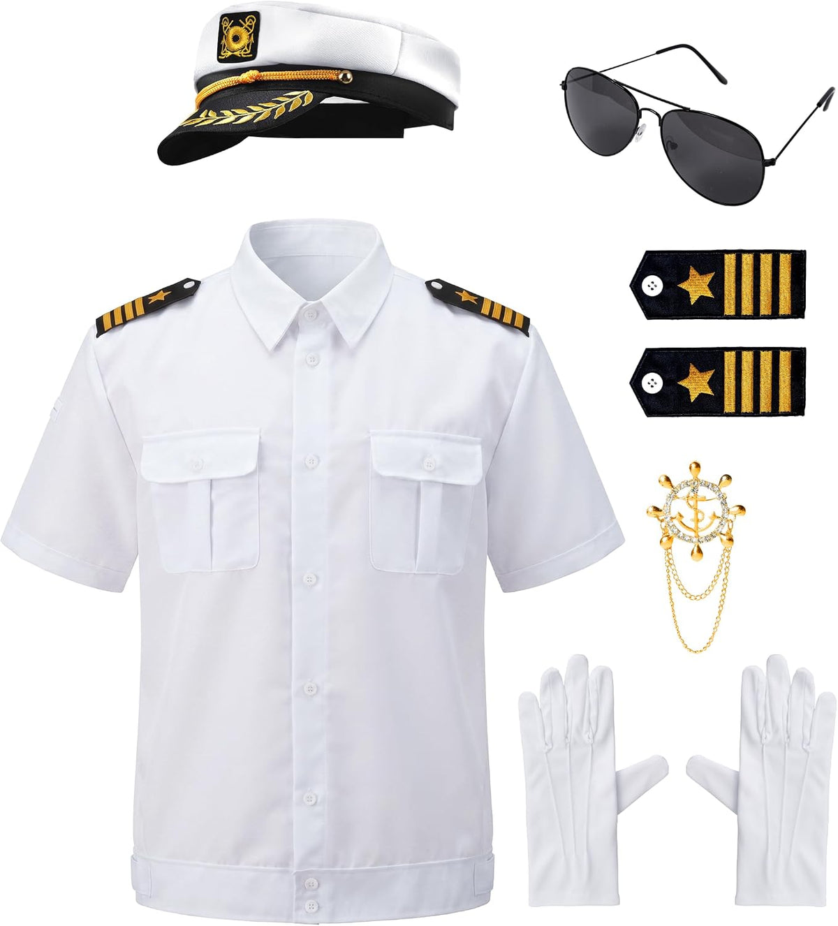 Spooktacular Creations Men's 5-Piece Sailor Captain Costume, Medium