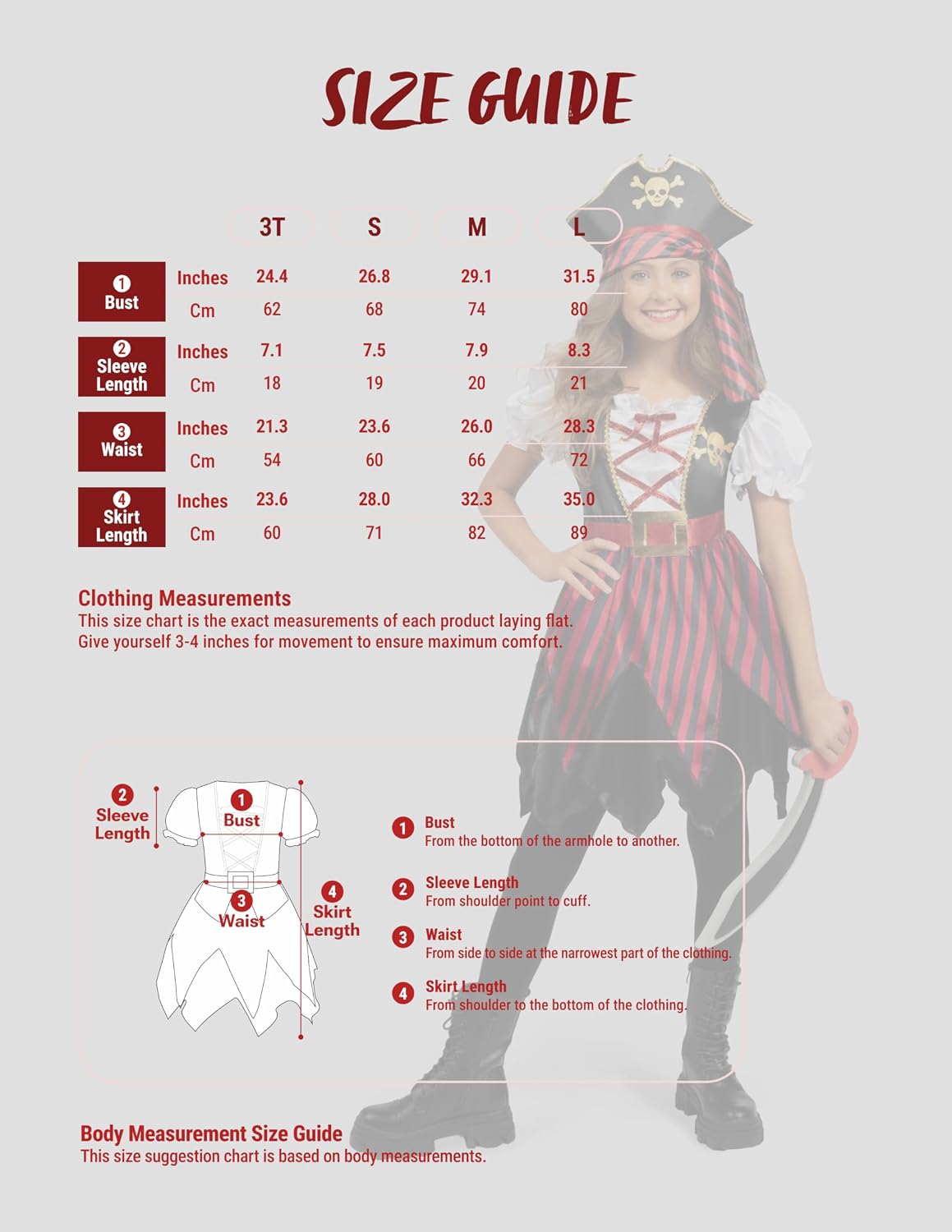 Spooktacular Creations Girls Pirate Dress Costume, Small (5-7 Yrs)