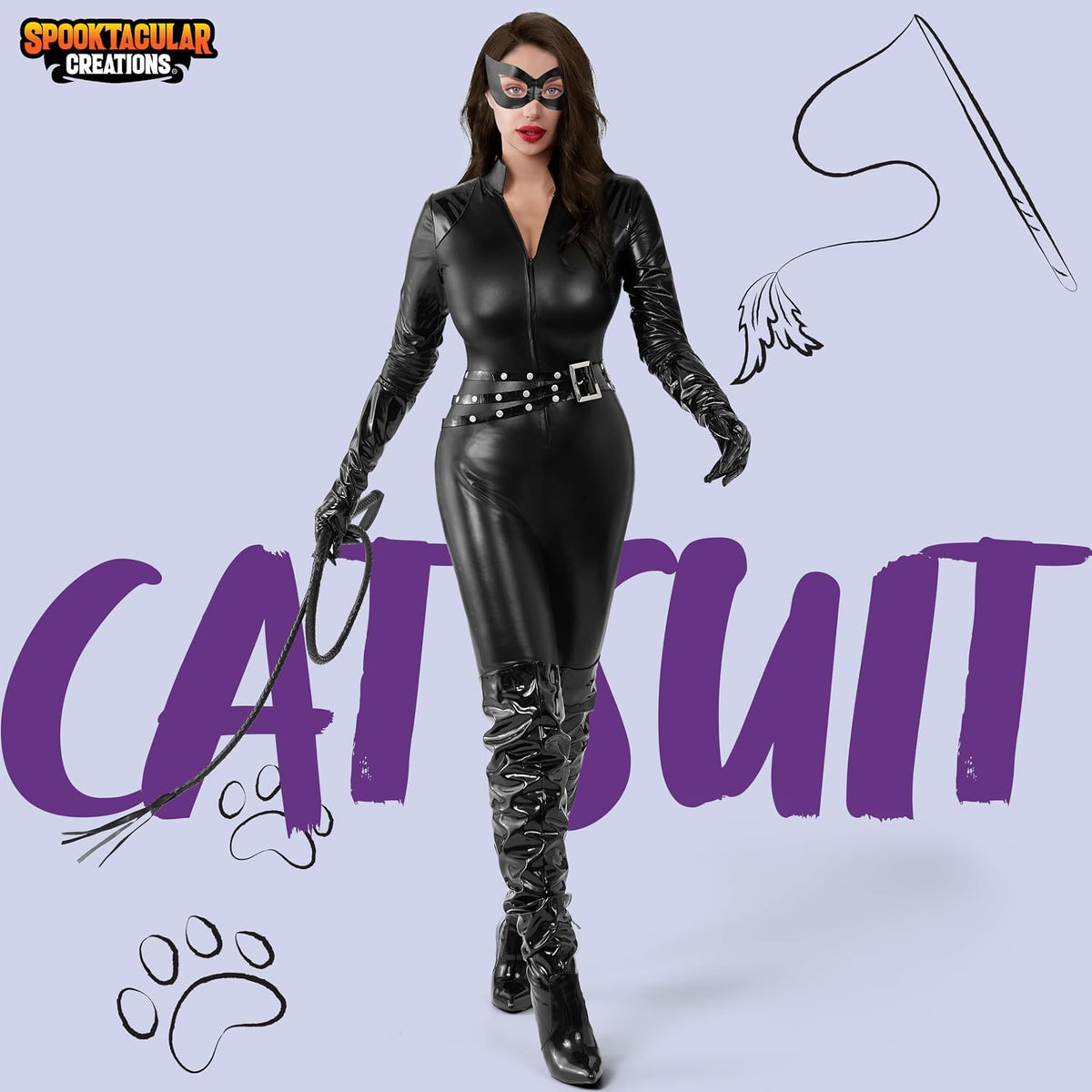 Spooktacular Creations Classic Catwoman Costume, Black, X-Large
