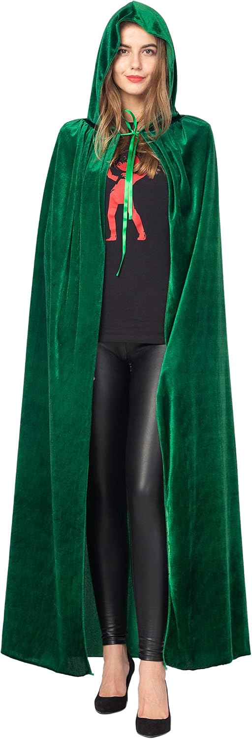 Spooktacular Creations Women's Hooded Velvet Cape, Green