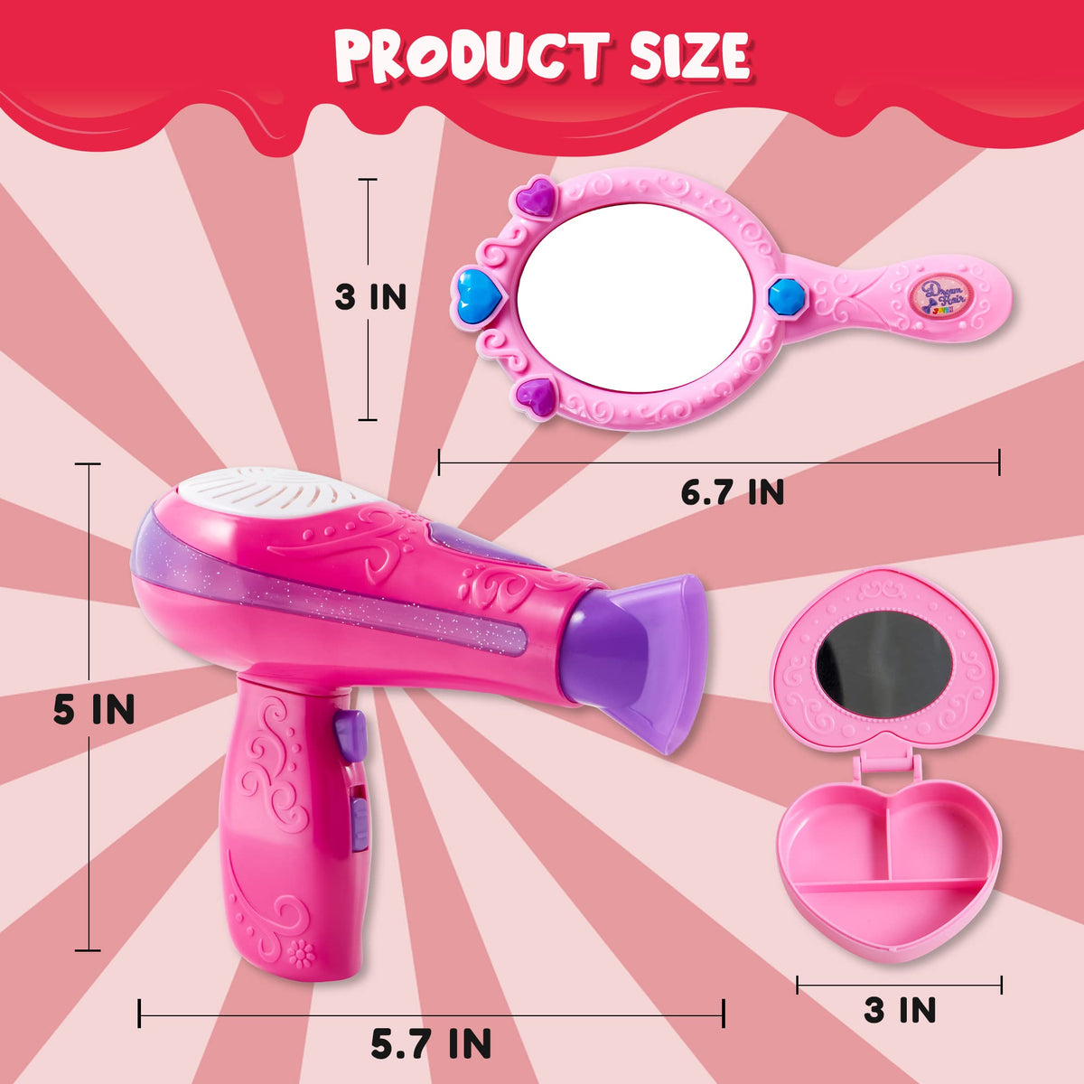 17Pcs Beauty Salon, Pretend Play Doll Hair Stylist Toy Kit
