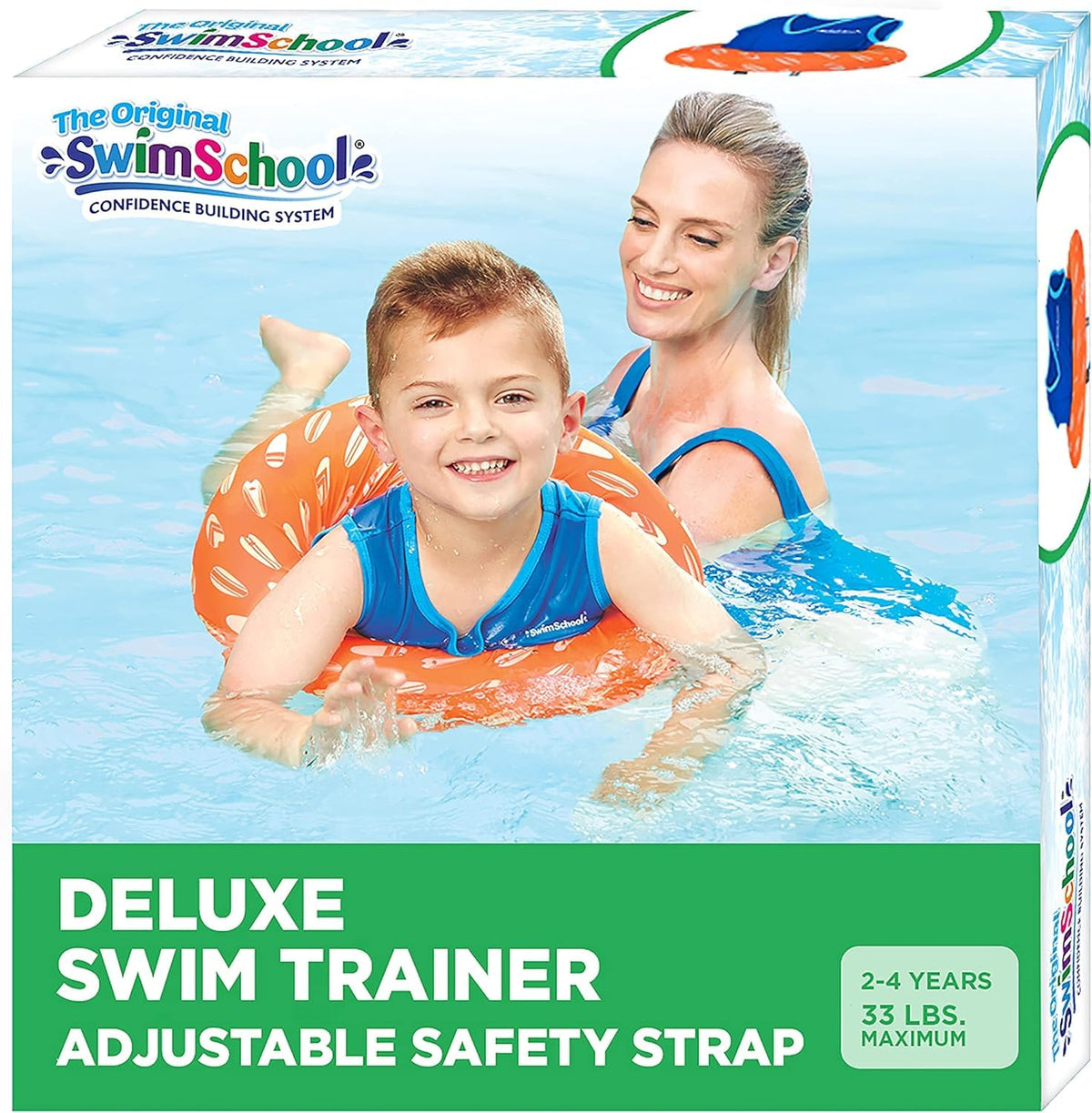 SwimSchool Deluxe Swim Trainer – with Adjustable Safety Strap –Green / Blue