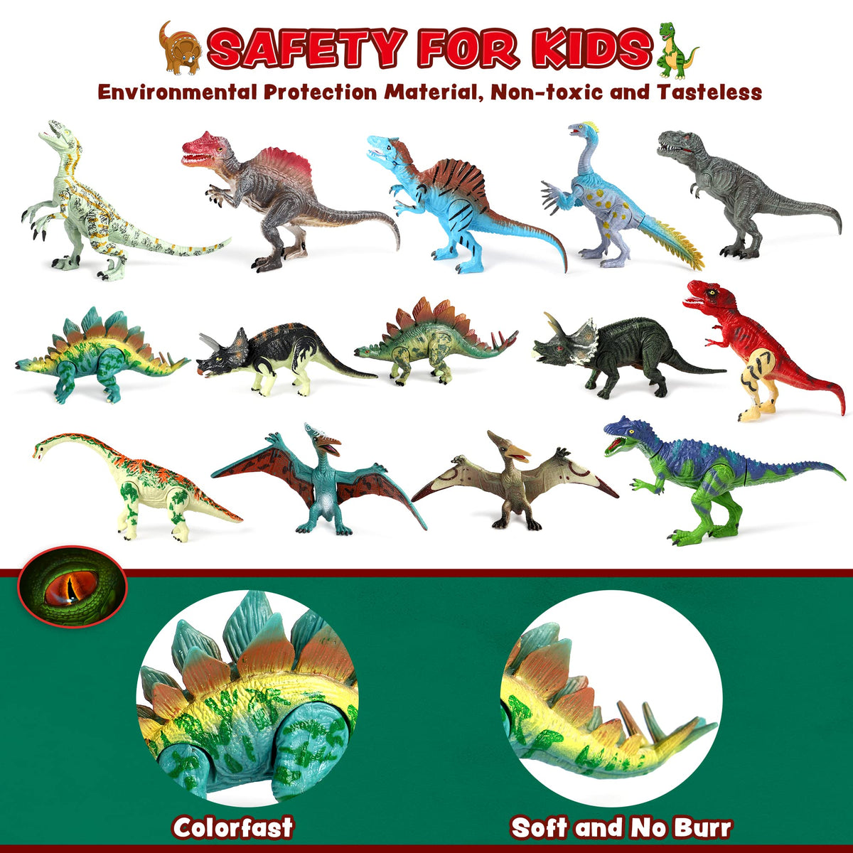 18 Pcs Dinosaur Figures 6" to 9"