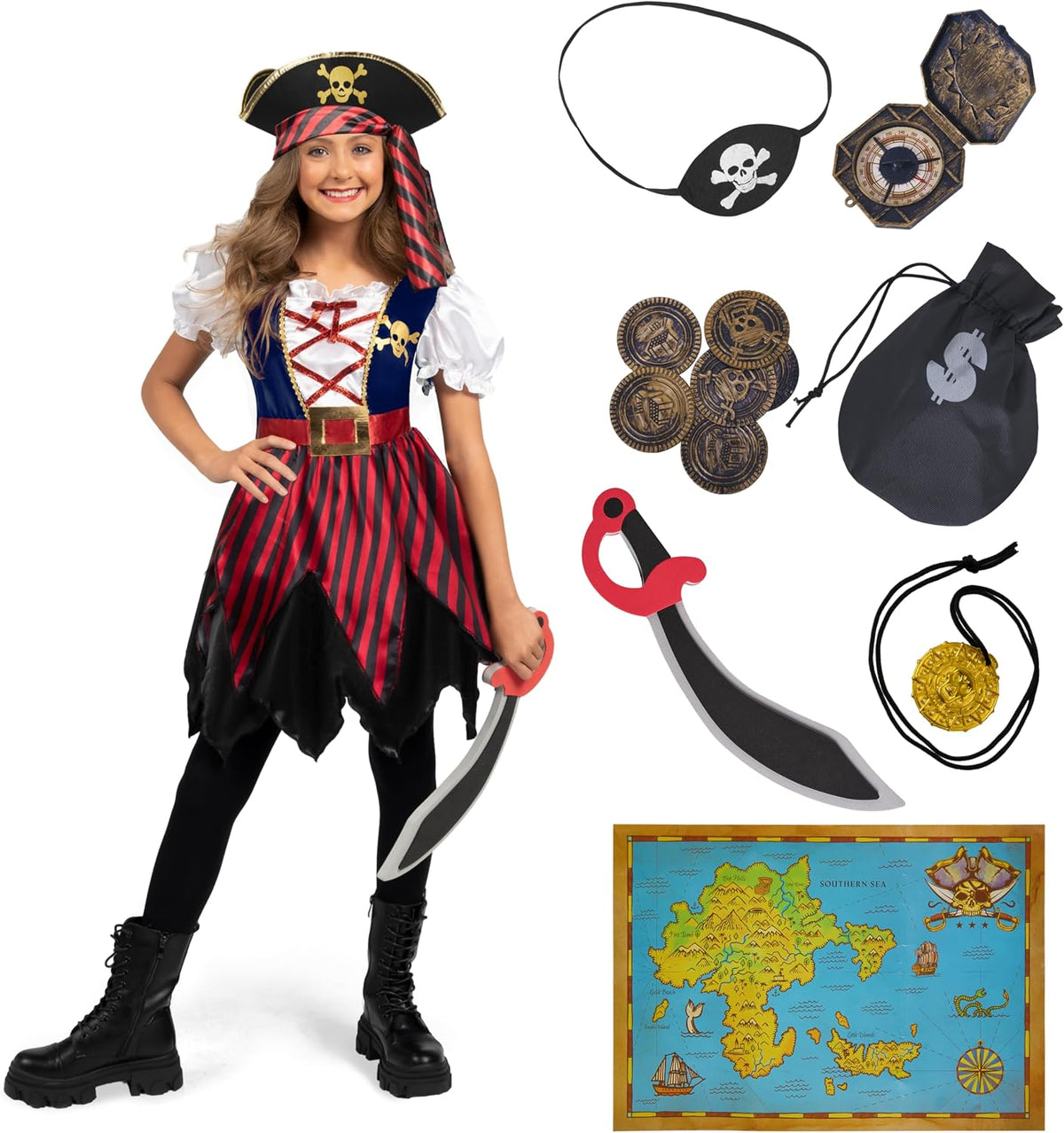 Spooktacular Creations Girls Pirate Dress Costume, Small (5-7 Yrs)