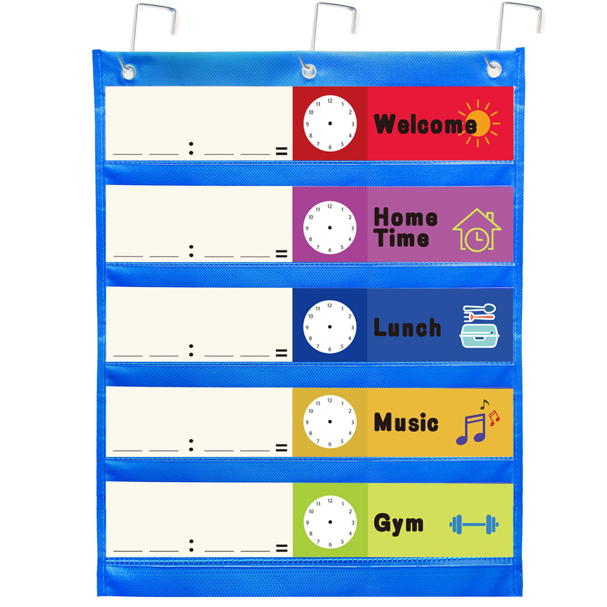 Youngever Small Classroom Pocket Chart 17 inch X 22 inch, 5 Pocket