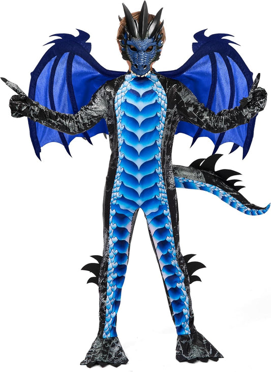 Spooktacular Creations Kids Dragon Costume with Wings and Mask, Medium