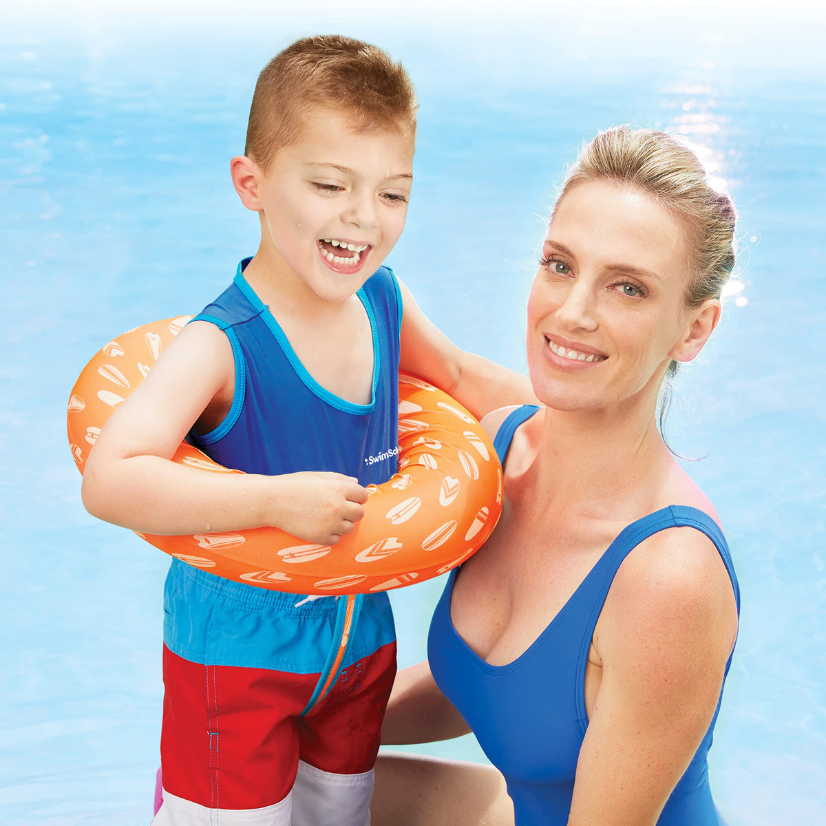 SwimSchool Deluxe Swim Trainer – with Adjustable Safety Strap –Green / Blue