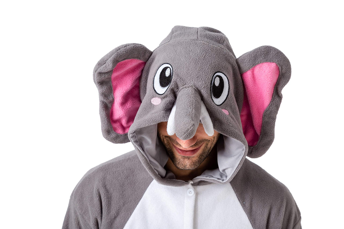 Adult & Kids Elephant Unisex Pajama Plush jumpsuit One Piece Animal Costume