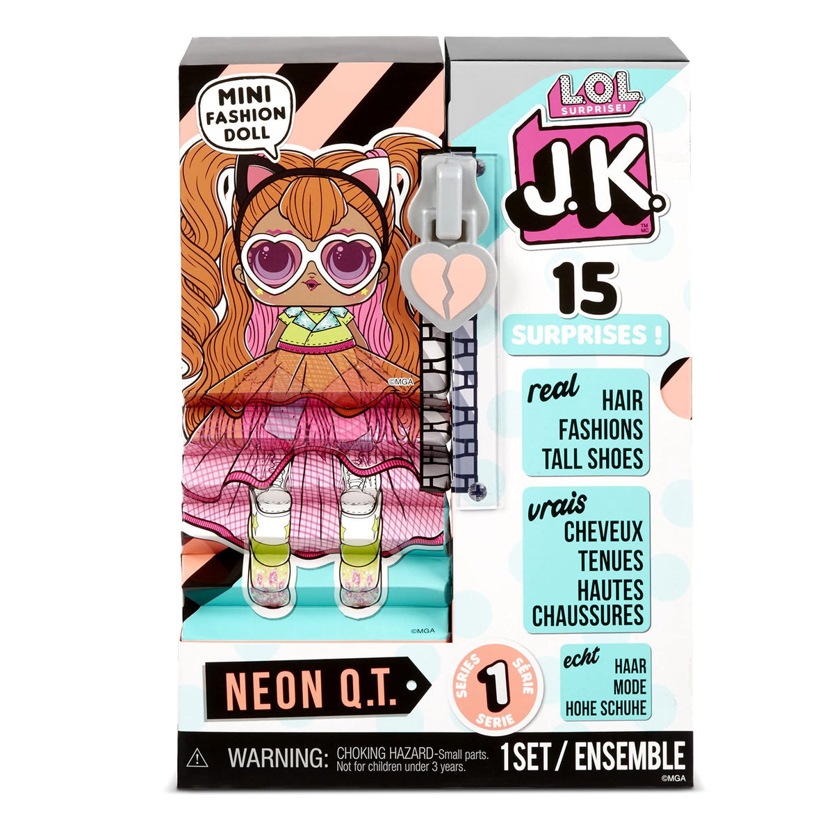 L.O.L. Surprise! JK Neon Q.T. Mini Fashion Doll with 15 Surprises