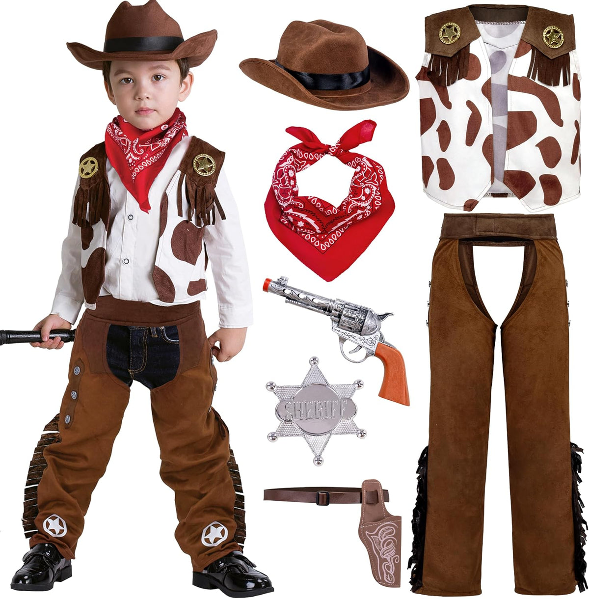 Spooktacular Creations Kids Cowboy Costume Set, Medium (8-10)