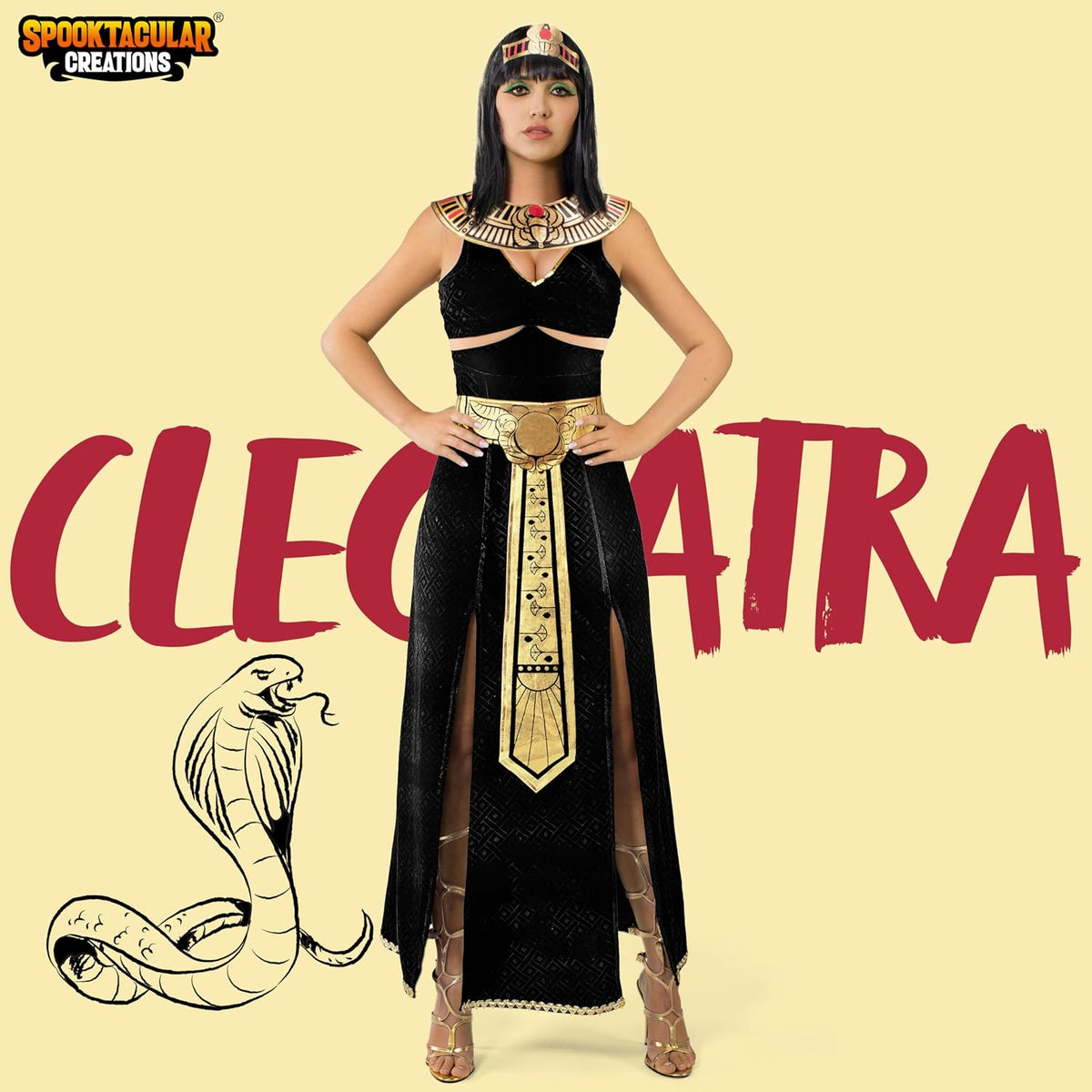 Spooktacular Creations Women Black Cleopatra Dress Costume Set, Medium