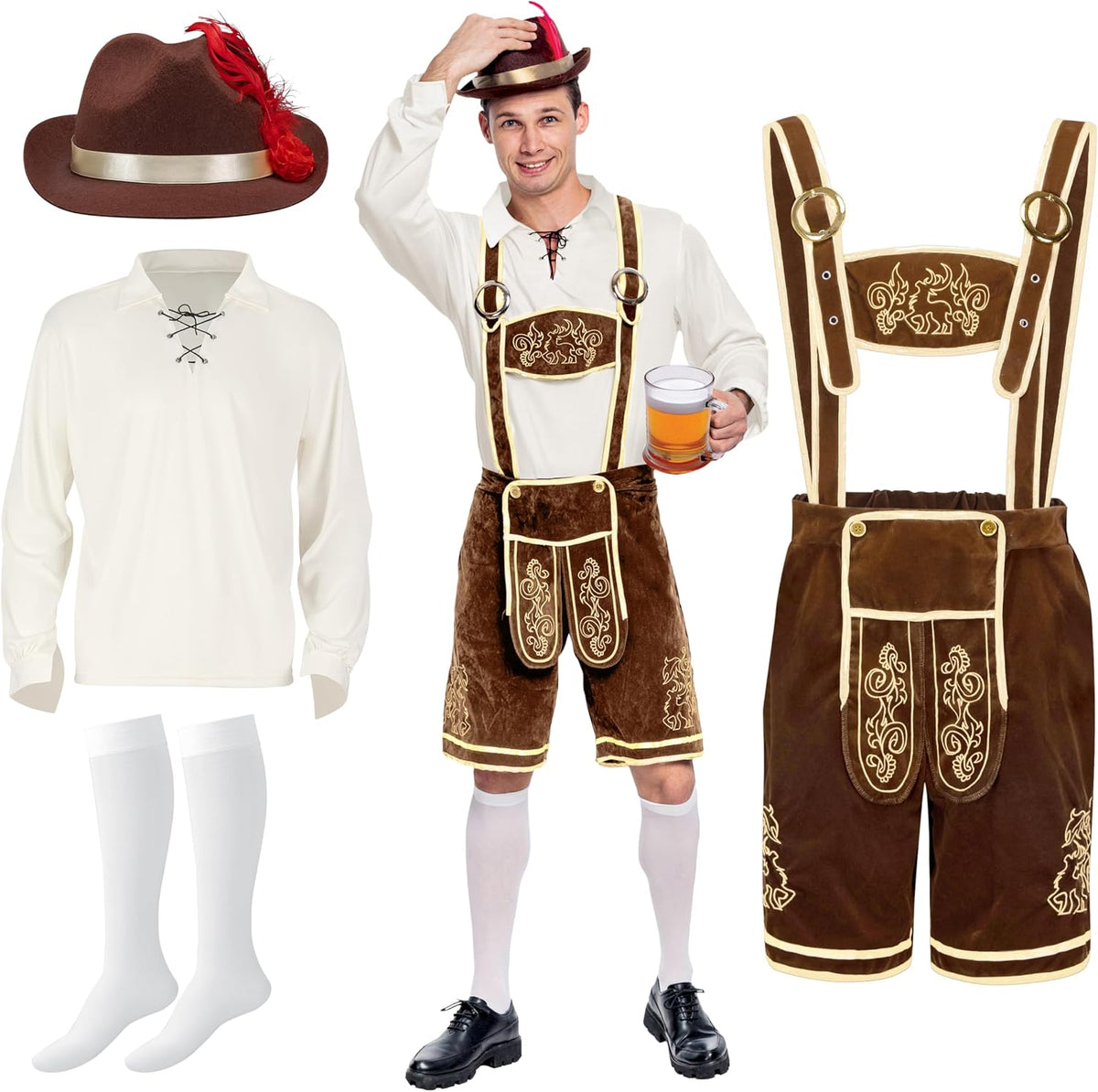 Spooktacular Creations Men's Lederhosen Oktoberfest Costume, Large