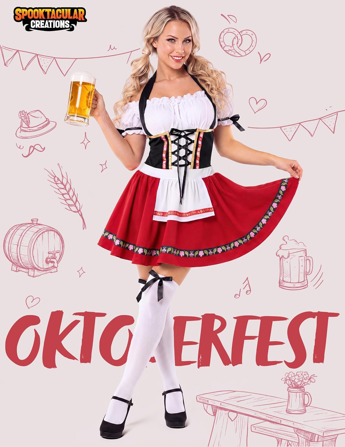Spooktacular Creations Women's Oktoberfest Dirndl Dress Costume, Medium