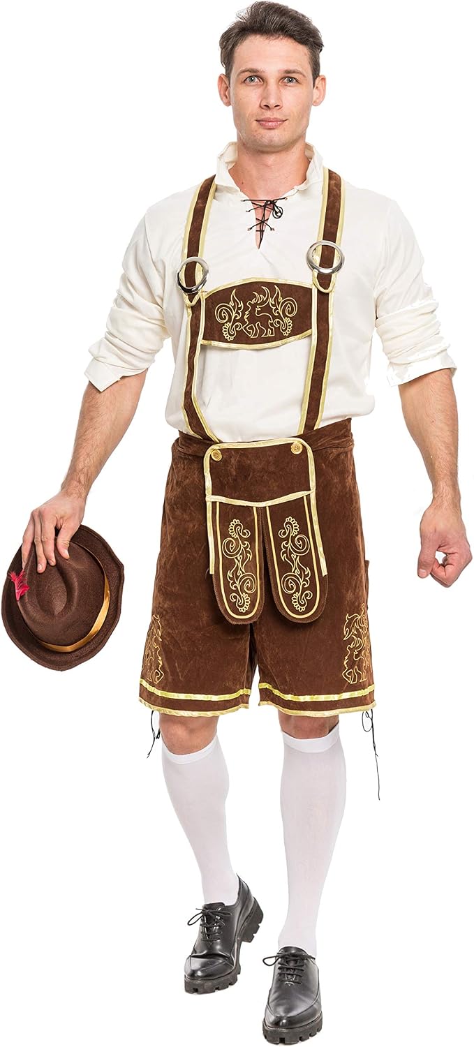 Spooktacular Creations Men's Lederhosen Oktoberfest Costume, Large