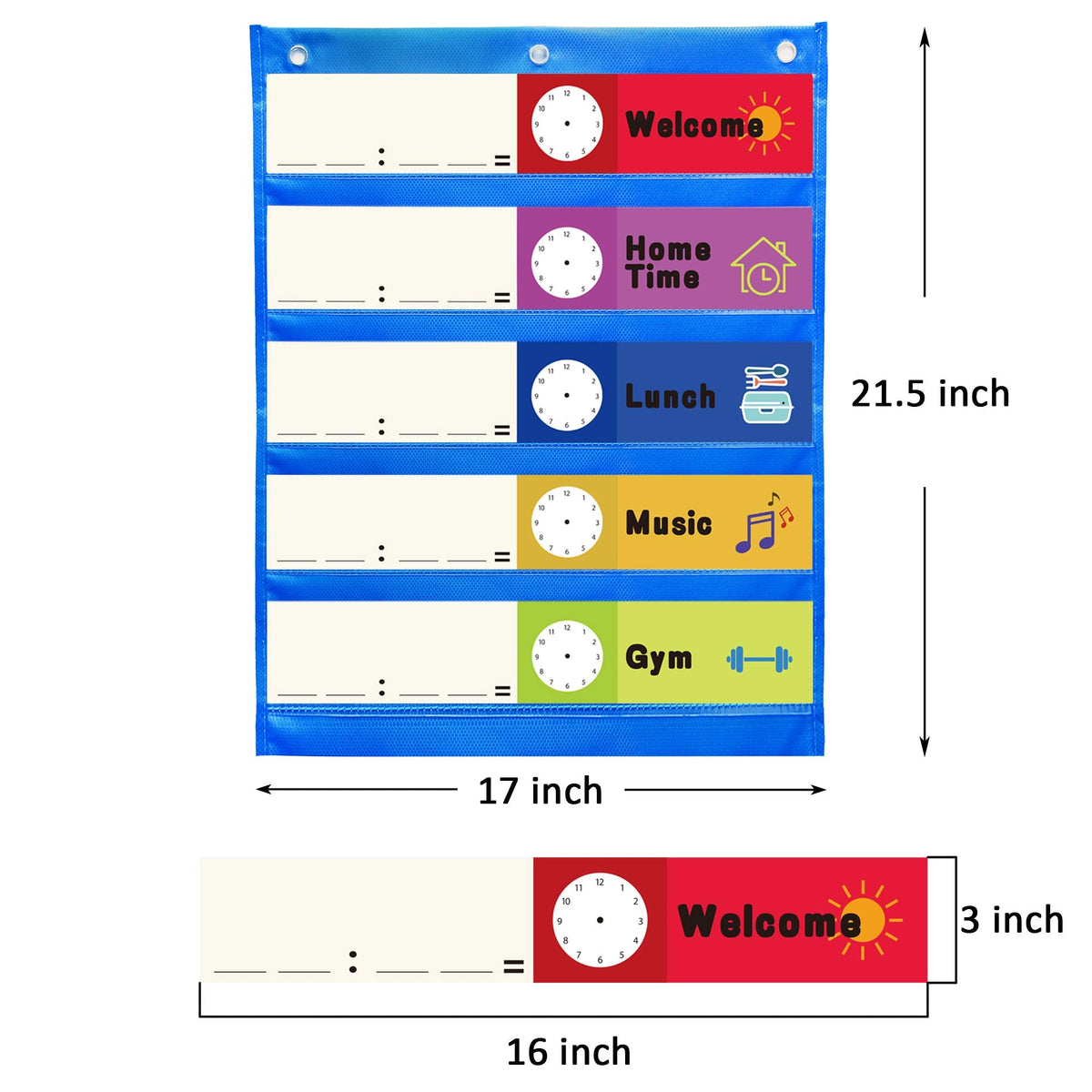 Youngever Small Classroom Pocket Chart 17 inch X 22 inch, 5 Pocket