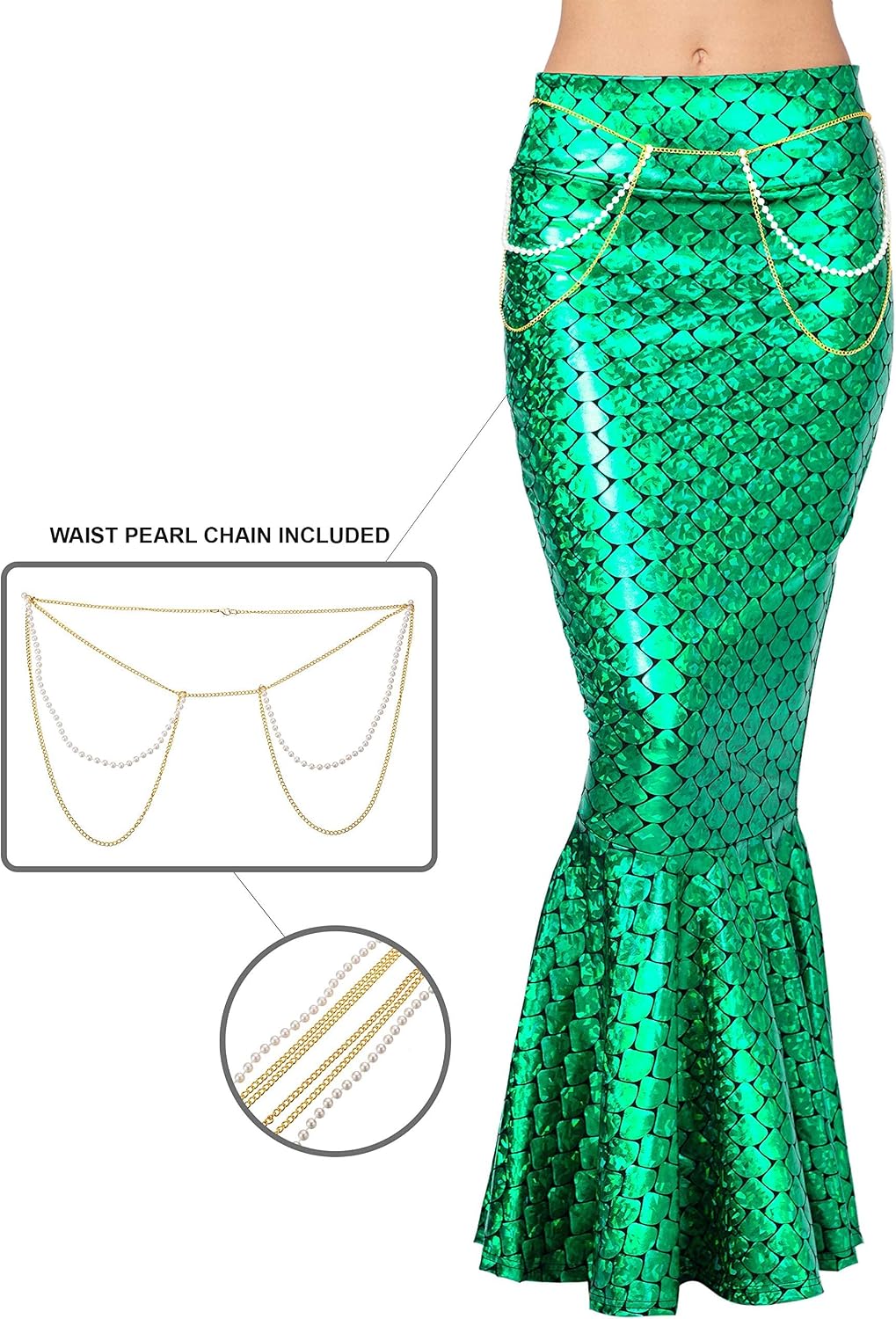 Spooktacular Creations Adult Metallic Hologram Mermaid Skirt Costume, X-Large