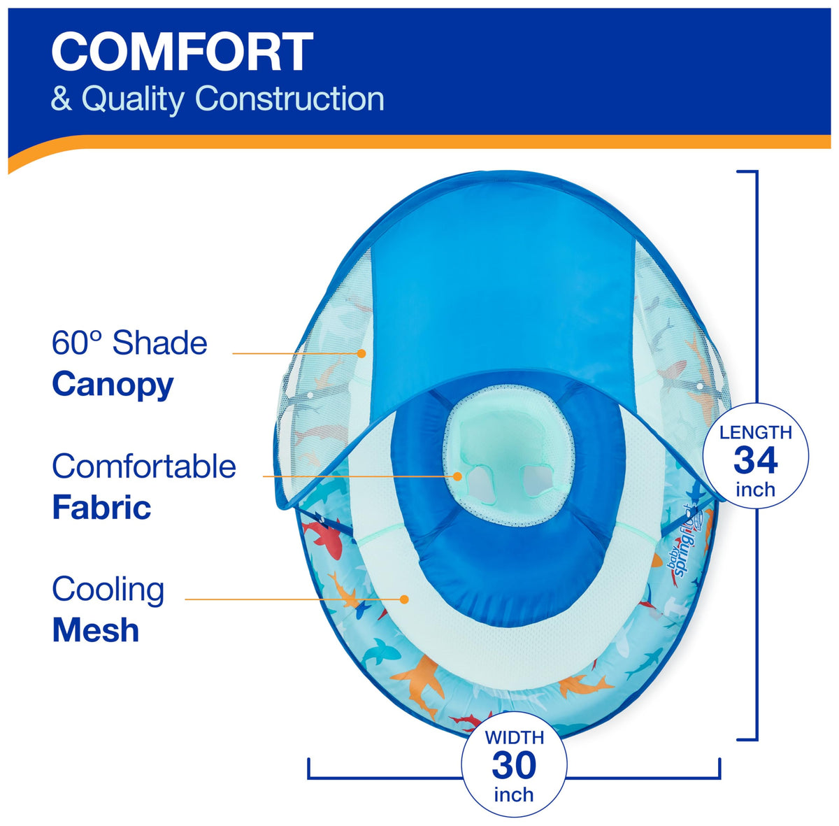 Swimways Sun Canopy Inflatable Baby Spring Float for Kids 9-24 Months