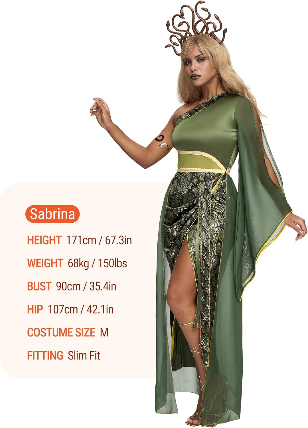 Spooktacular Creations Women's Medusa Costume with Headband and Armband, Large