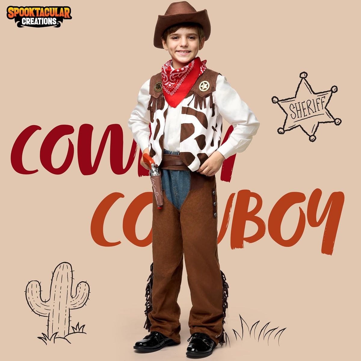 Spooktacular Creations Kids Cowboy Costume Set, Medium (8-10)