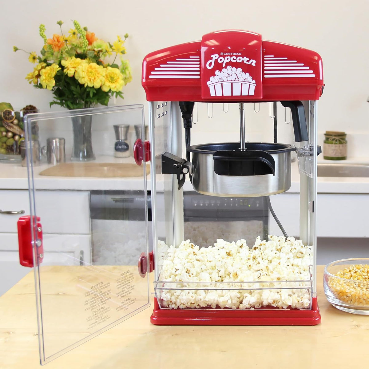 West Bend Stir Crazy Movie Theater Gourmet Popcorn Machine, 4 Qt., Red