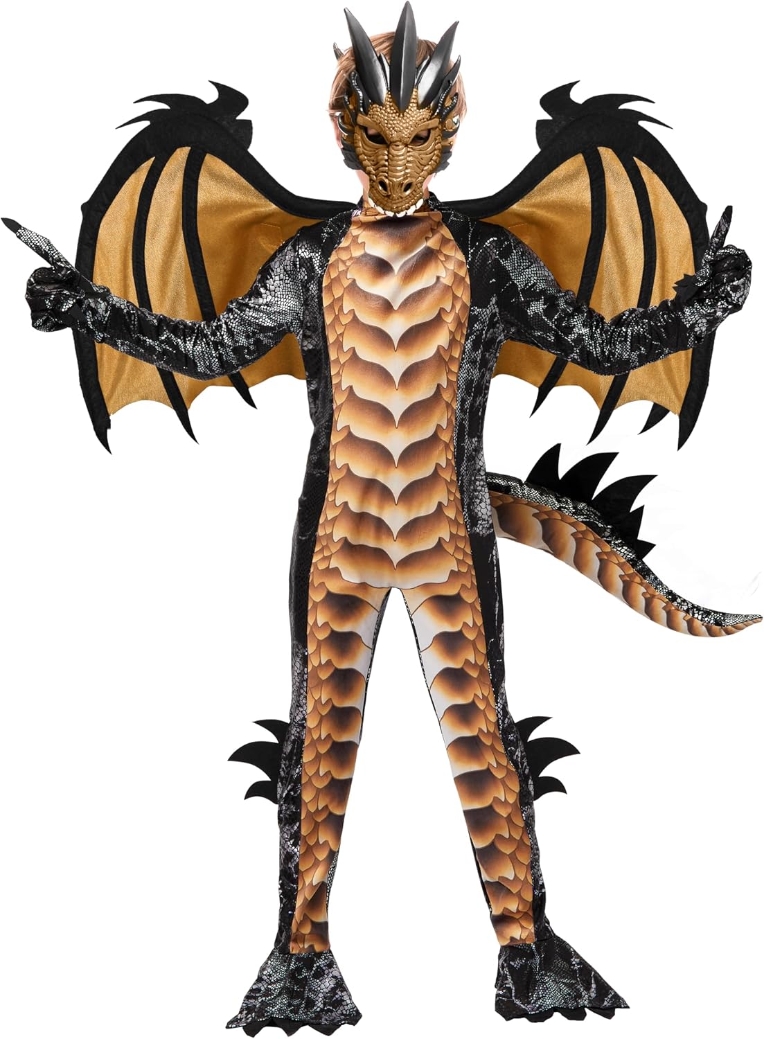 Spooktacular Creations Kids Dragon Costume with Wings, Tail and Mask, Medium