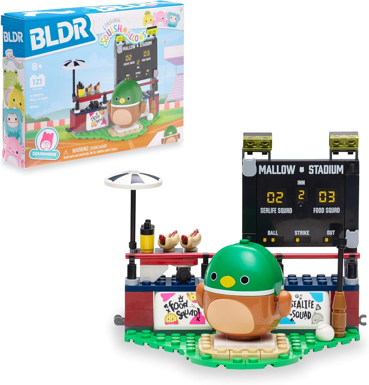 Squishmallows BLDR Avery's Ball Game Building Set Duck (121 Pieces)