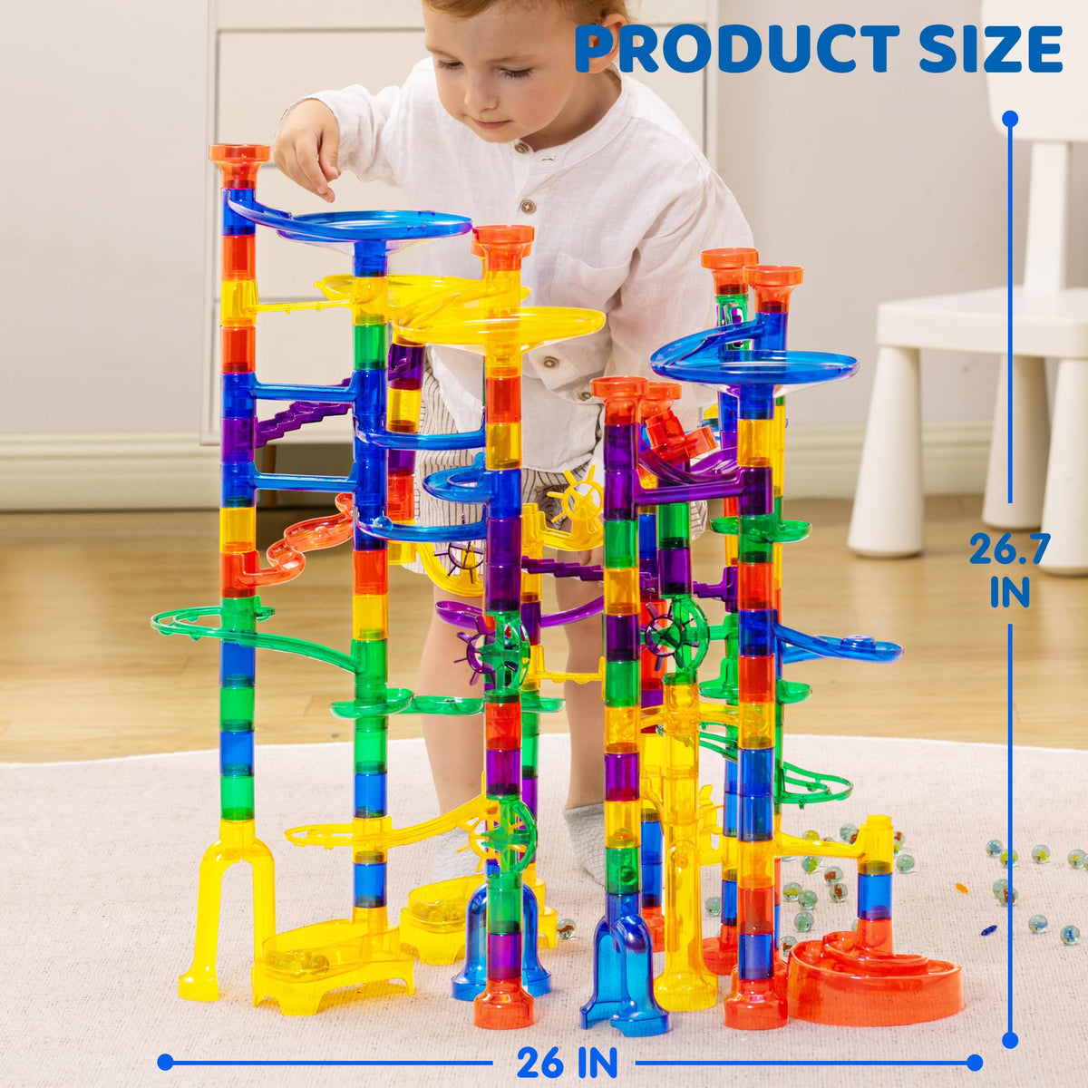 207Pcs Glowing Marble Run, Construction Building Blocks