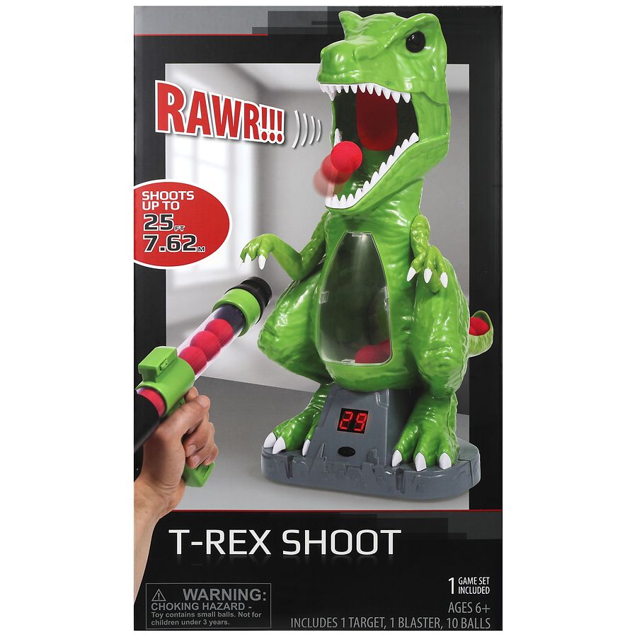 Festive Voice T-Rex Shoot Dinosaur Target Game with Blaster