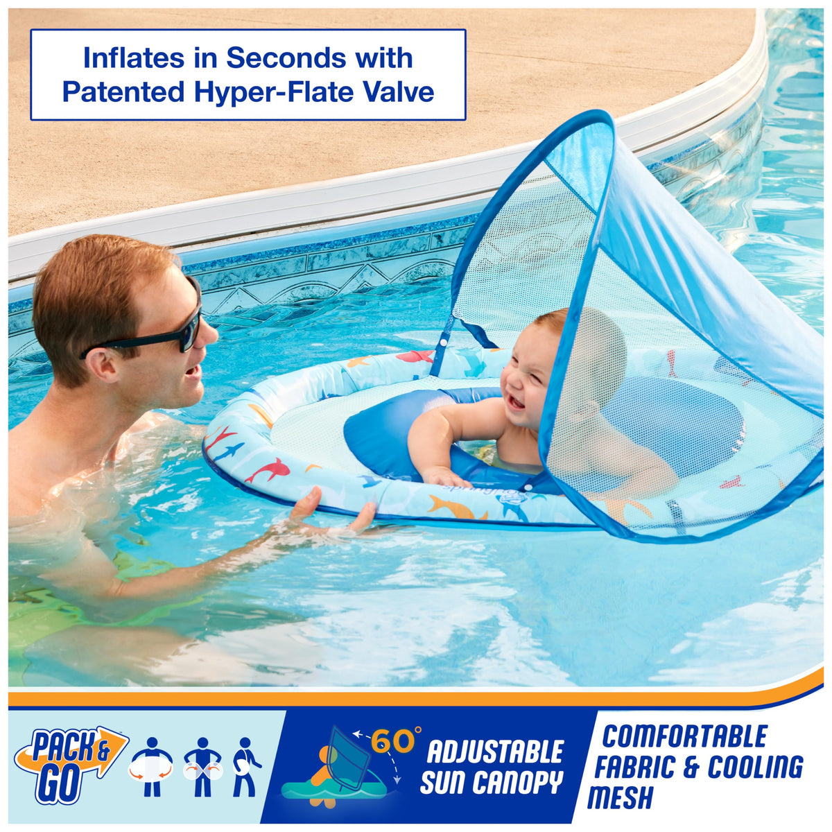 Swimways Sun Canopy Inflatable Baby Spring Float for Kids 9-24 Months