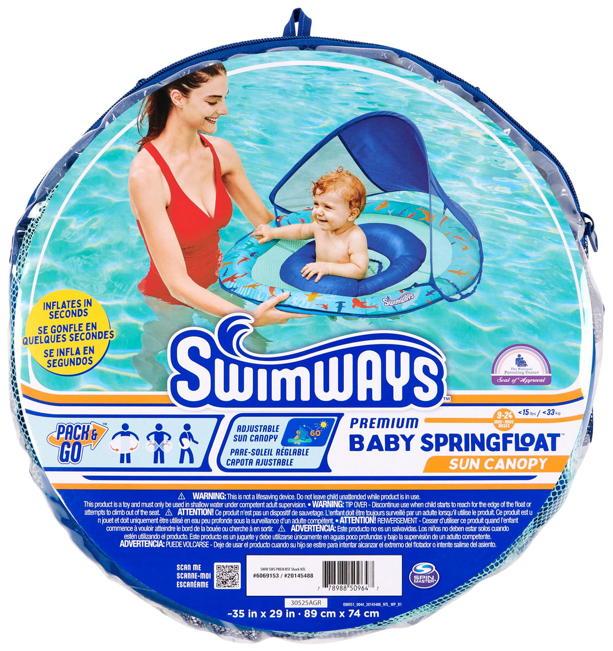 Swimways Sun Canopy Inflatable Baby Spring Float for Kids 9-24 Months