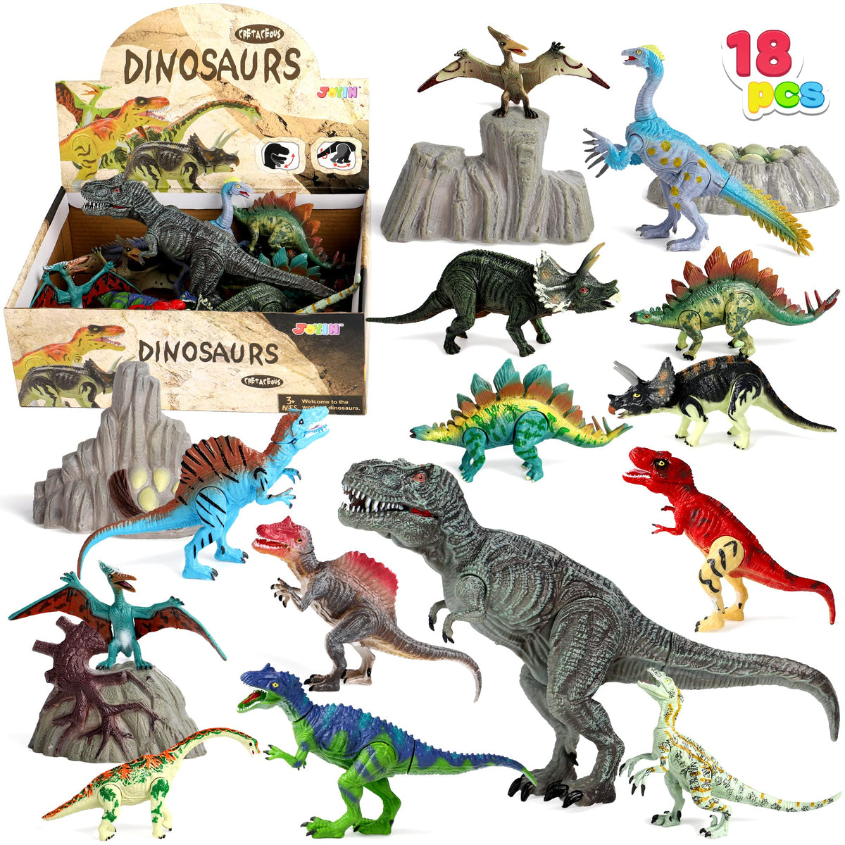 18 Pcs Dinosaur Figures 6" to 9"