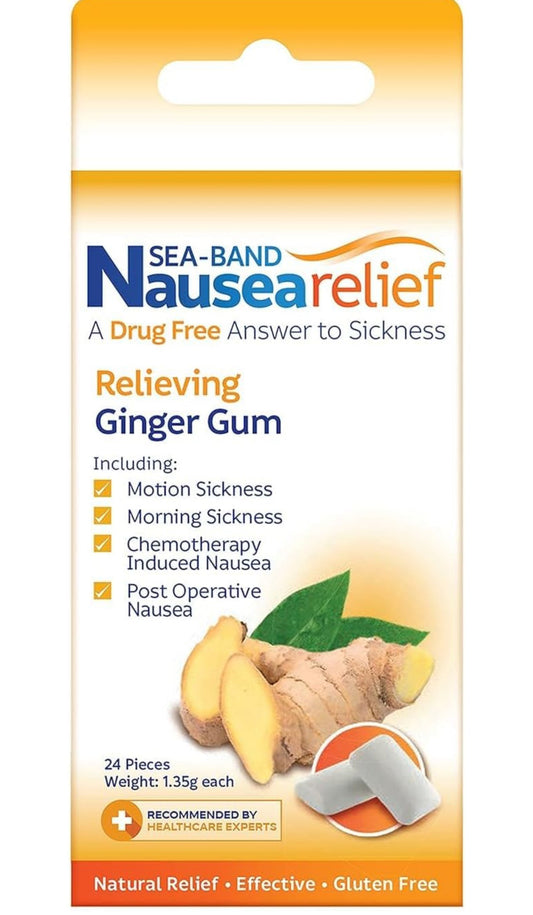 Sea-Band Anti-Nausea Ginger Gum For Motion & Pregnancy Morning Sickness