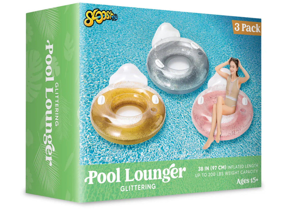 Colorful inflatable pool loungers 38” with handles and cupholders 2 or 3 pack
