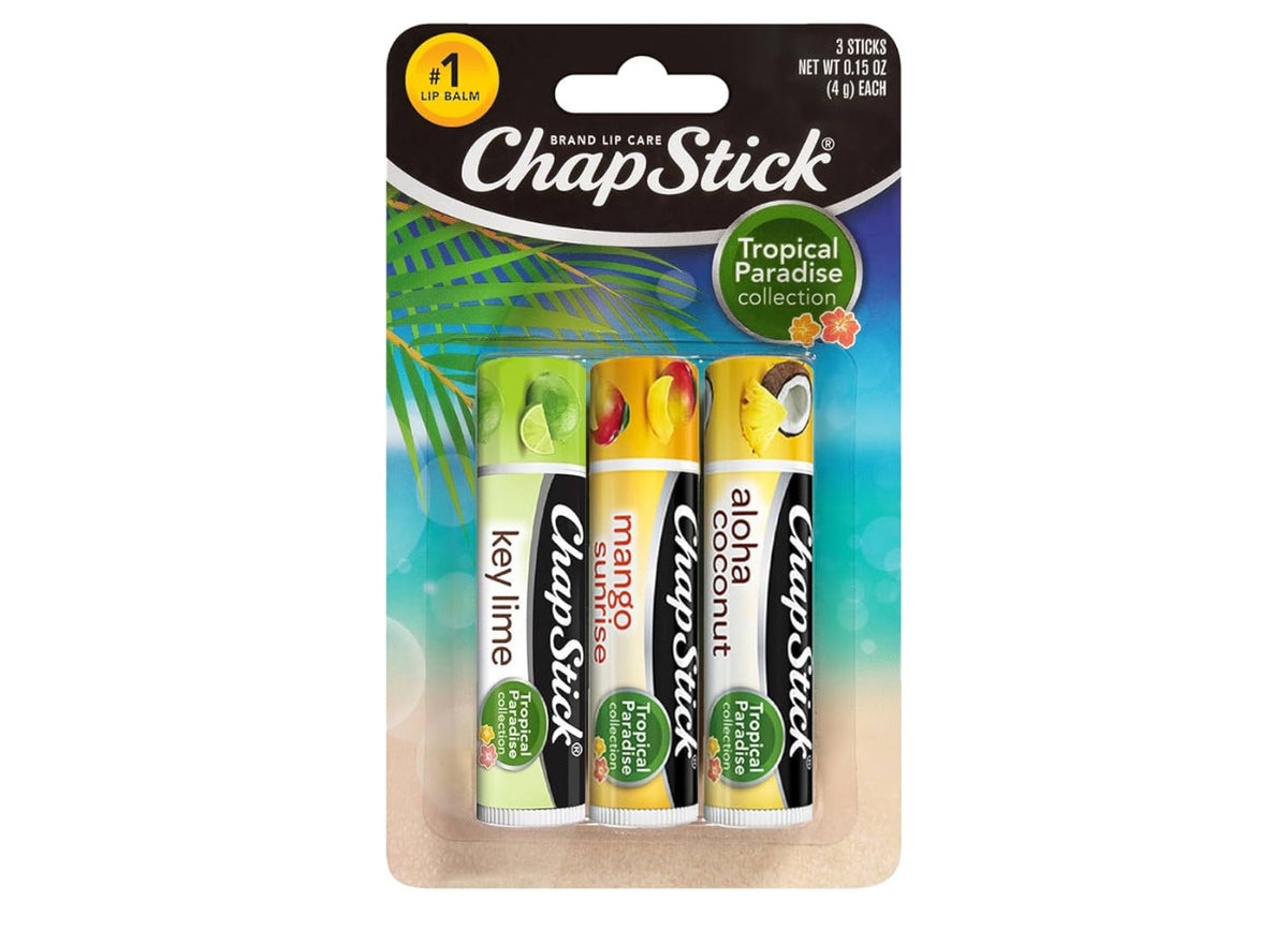 ChapStick Lip Care Set, Tropical Paradise Collection 3-Pack, Mango Sunrise