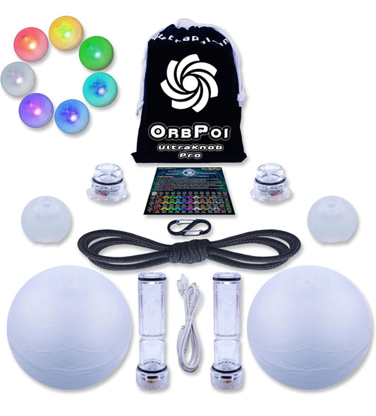 UltraPoi OrbPoi Set - Orb Poi w / LED UltraKnob Pro Handles - USB