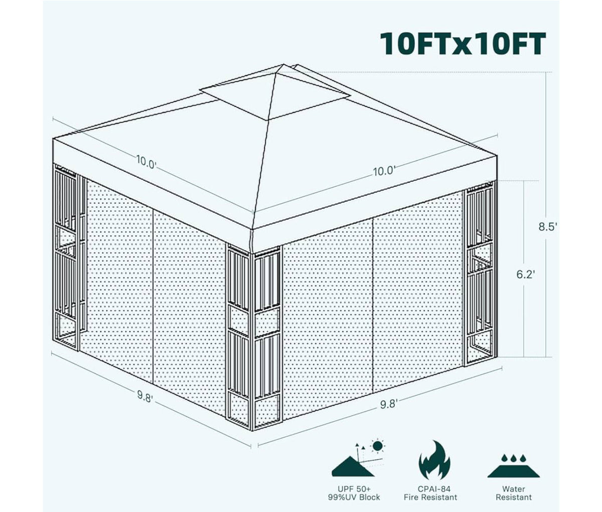 Grand patio 10x10 Ft Patio Gazebo with Mesh Netting Outdoor Canopy