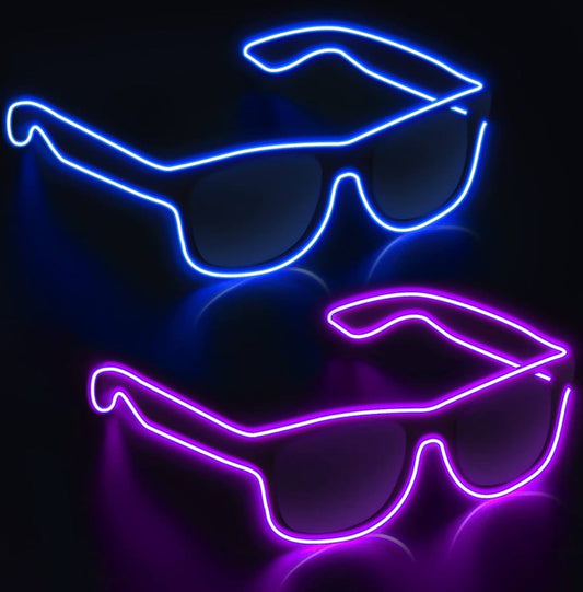 YouRfocus Wireless Led Light up Glasses 2 Pack Glow in The Dark Neon Rave