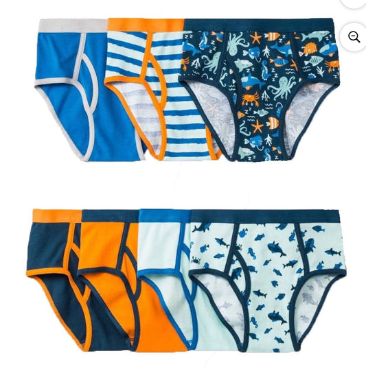 Boy's Ocean Prints / Assorted 7 Pack Briefs - X-Large 16