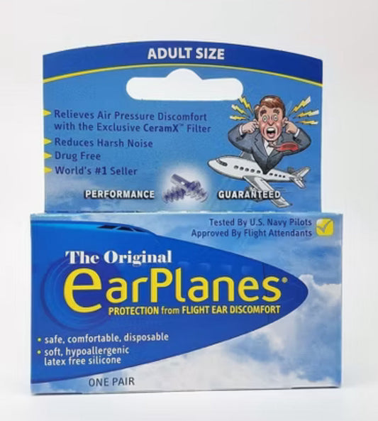 Earplanes + silicon, earplugs with interactive app, regular size 1 pair