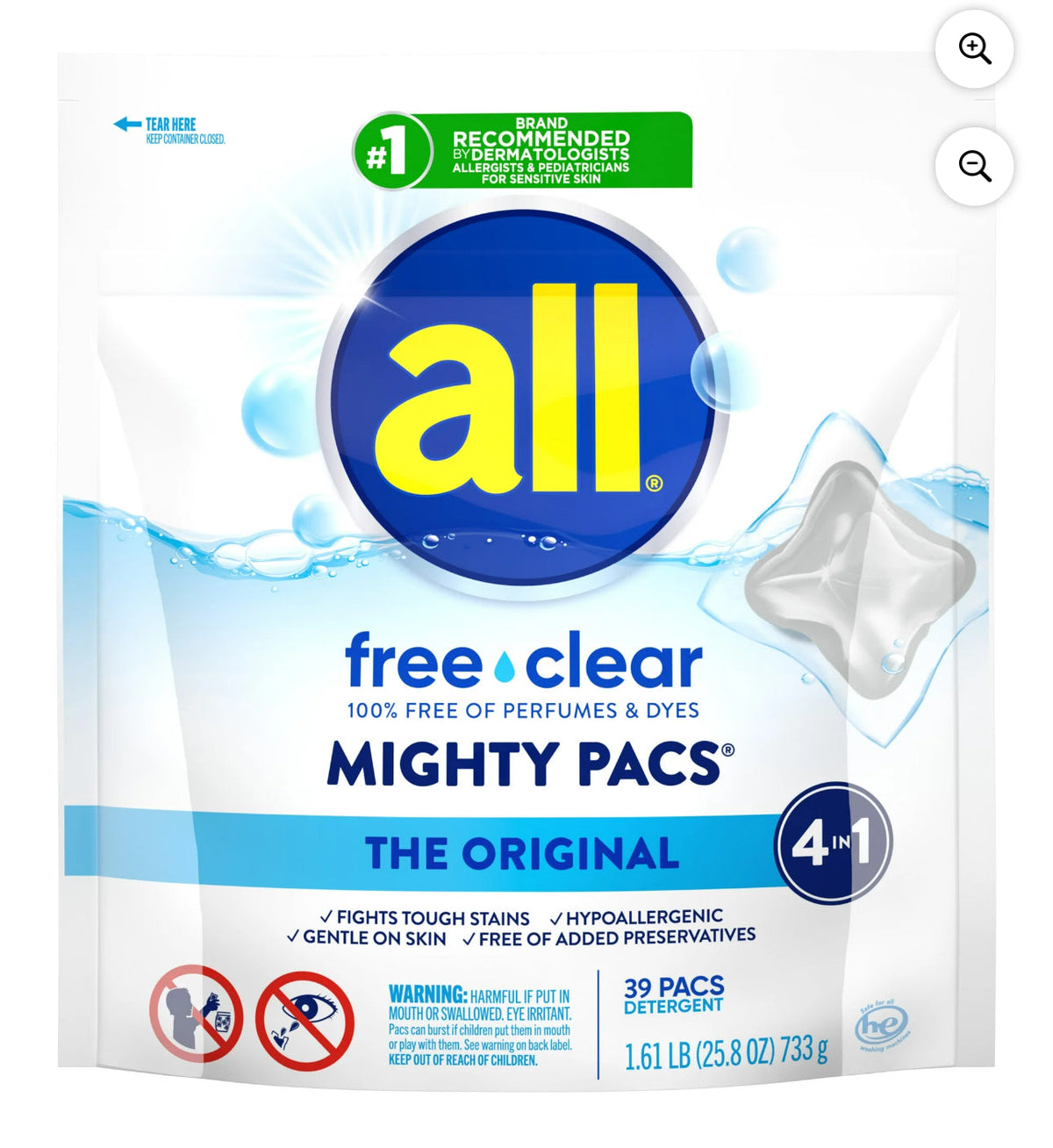 All free & clear mighty packs, 39 count