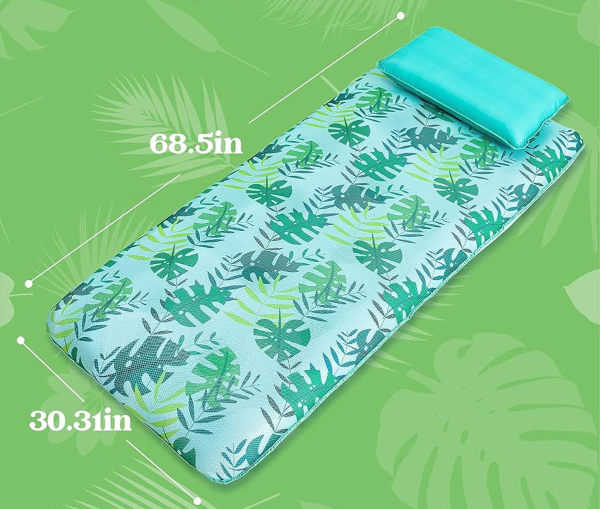 Tropical Pool Float with Fabric Cover and Pillow 200lbs Capacity 69”