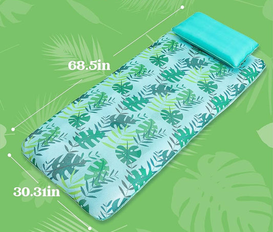 Tropical Pool Float with Fabric Cover and Pillow 200lbs Capacity 69”