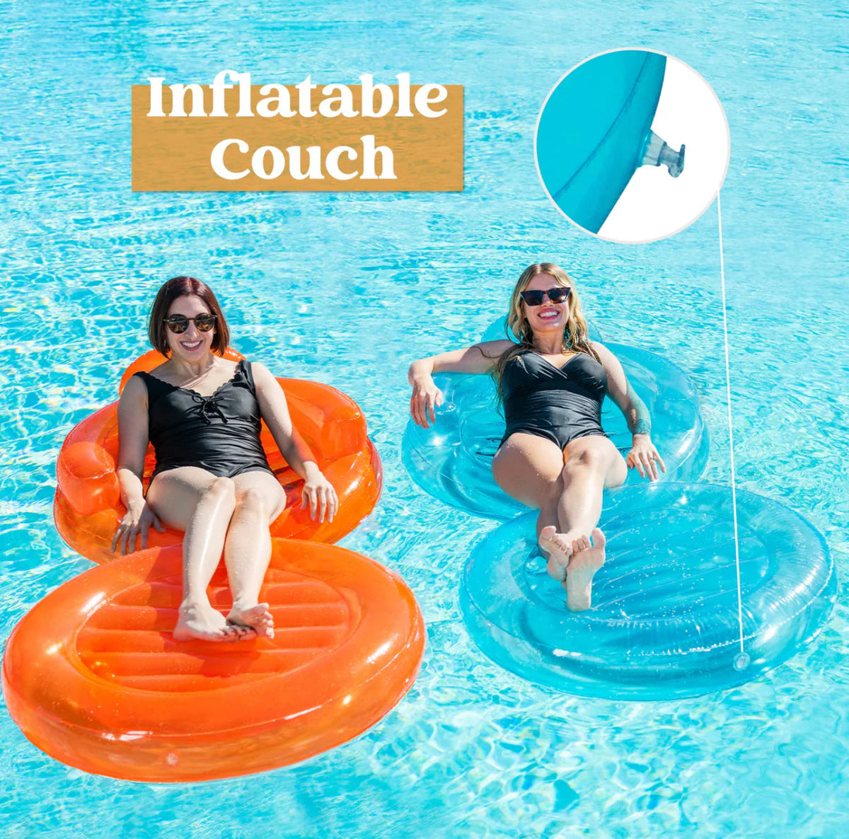 Two pack convertible pool lounger couch max 76” w / 200 pound capacity