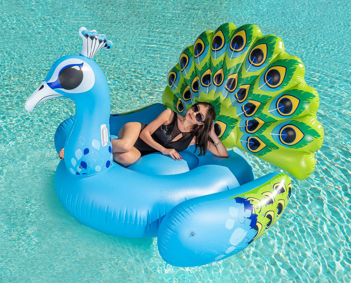 Giant peacock pool float with handles