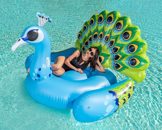 Giant peacock pool float with handles