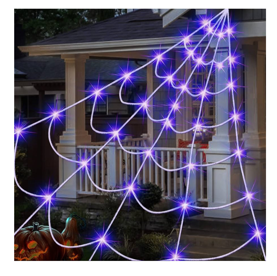 Black Triangle LED spiderweb light with purple lights