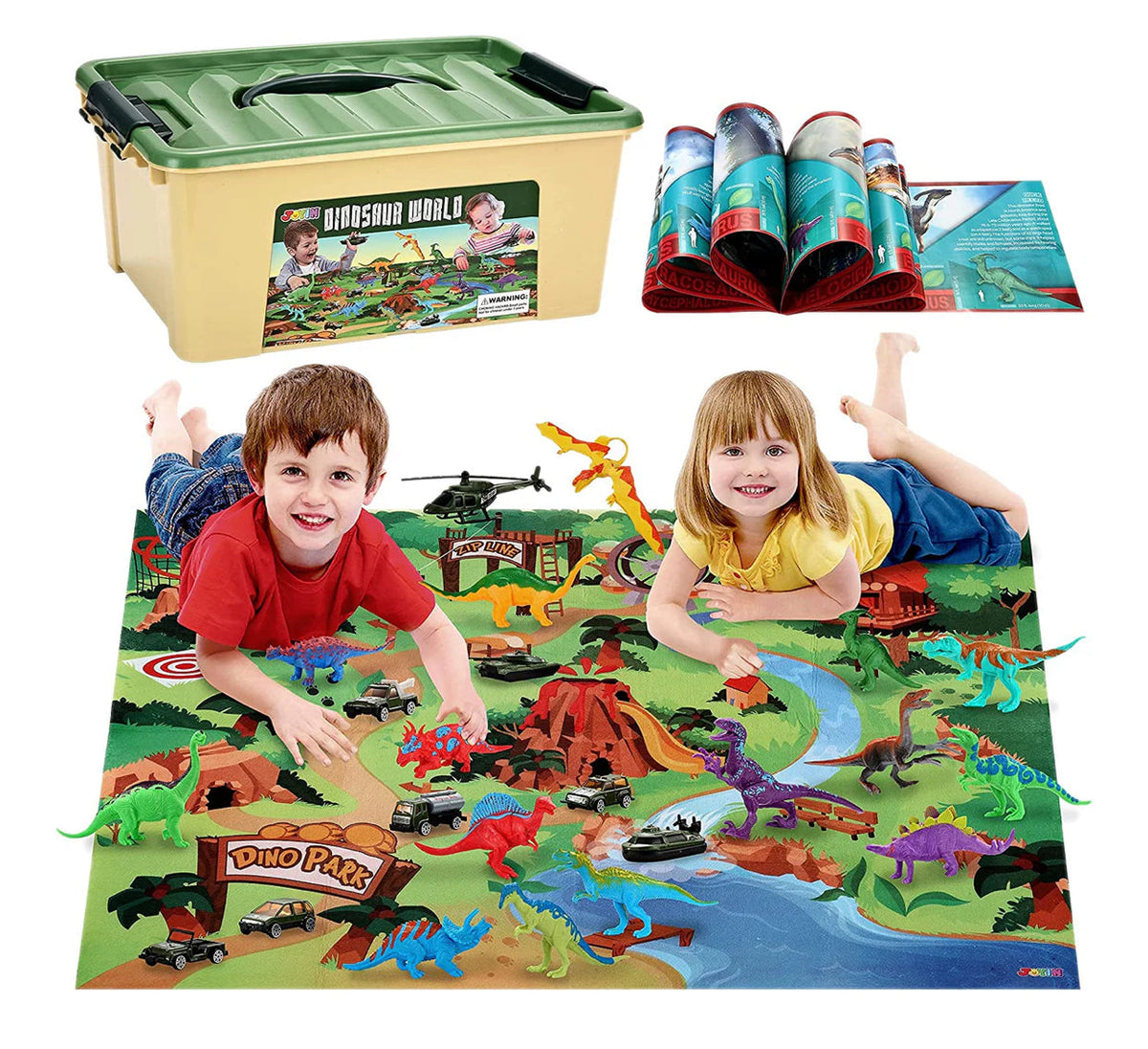 Dinosaur world 24 pcs playset, 15 Dino, 8 military vehicles