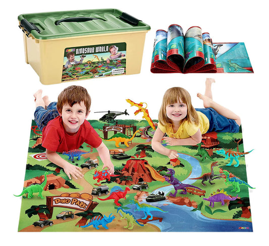 Dinosaur world 24 pcs playset, 15 Dino, 8 military vehicles
