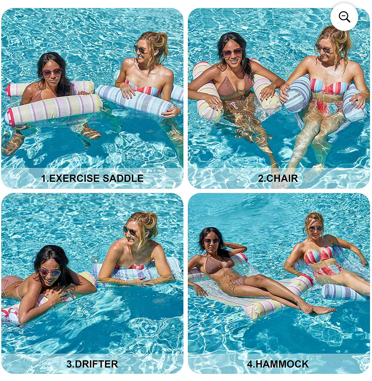 SLOOSH 2 Sets 4-in-1 Hammock Inflatable Pool Float with Bonus Air Pump